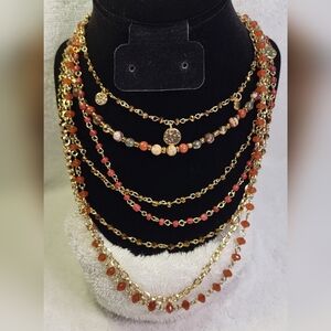 CATO Multi-strand Brown and Gold Beaded Necklace